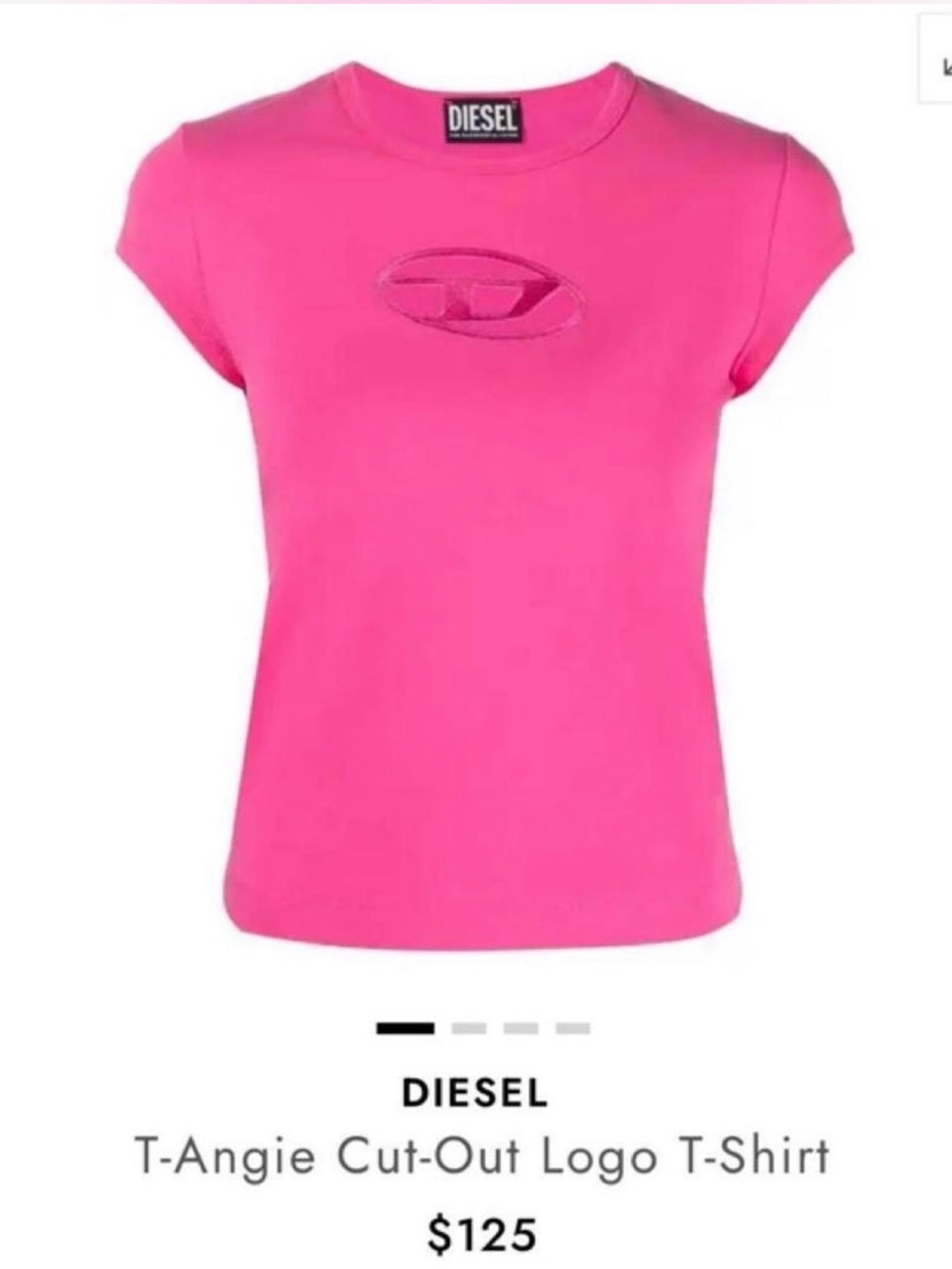 Diesel T-Angie Cut-Out Logo T-Shirt Hot Pink Size L – New Without Tags